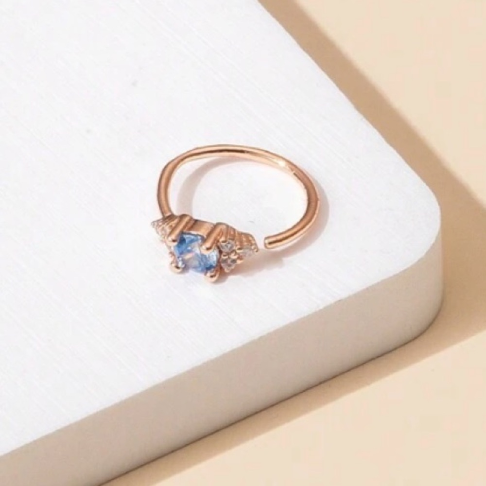 Nose Ring- Gold Nose Clip Cubic Zirconia Copper Nose Clip nwt - Picture 3 of 16
